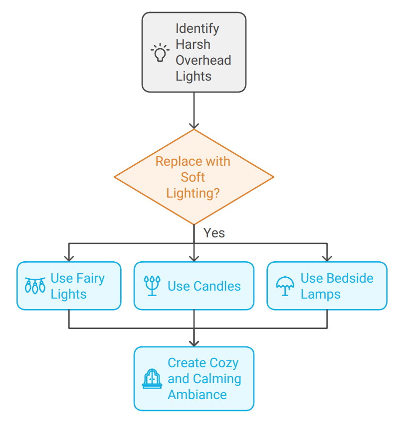 Soft lighting decision chart for better sleep during the Christmas holidays