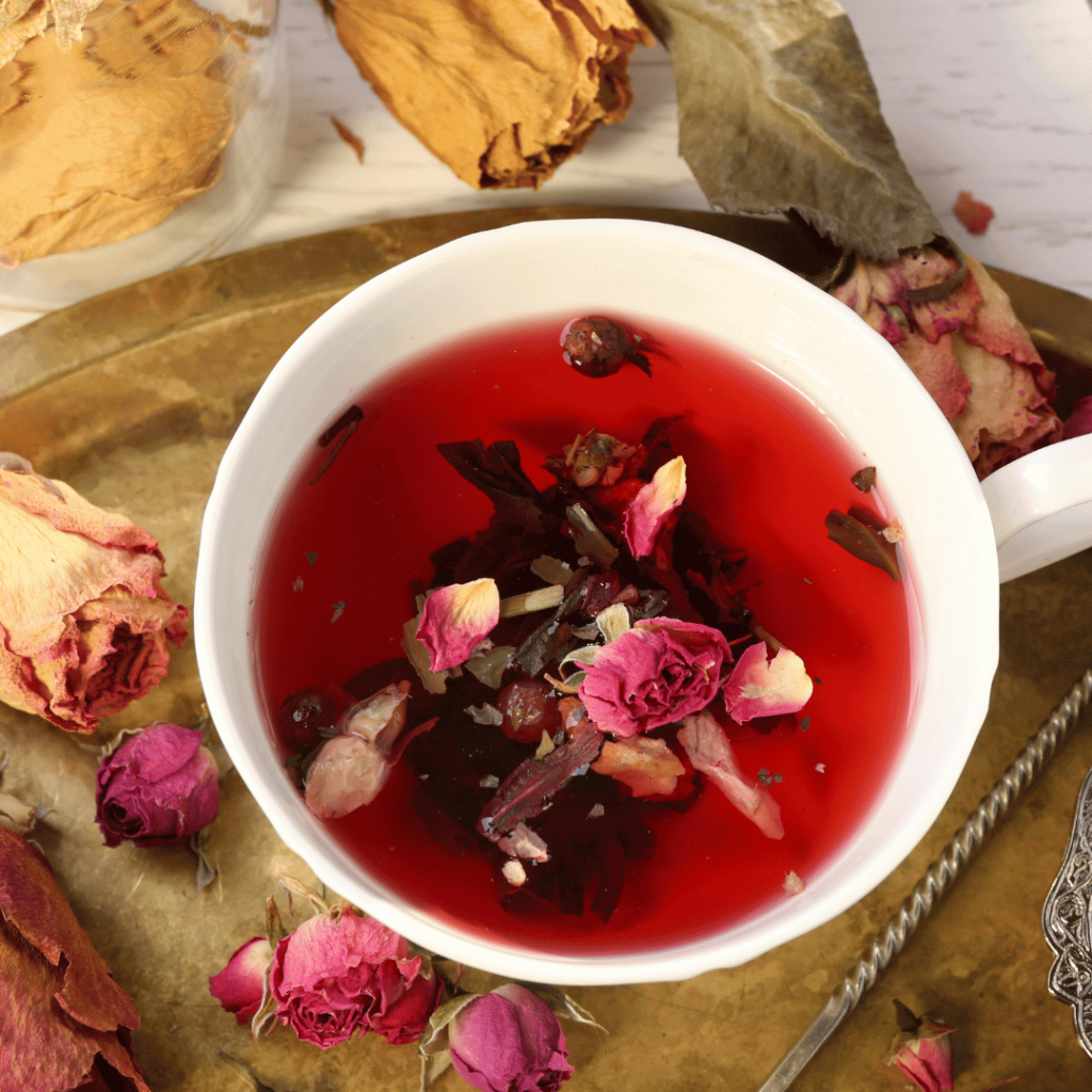 Rose petal herbal tea for better sleep