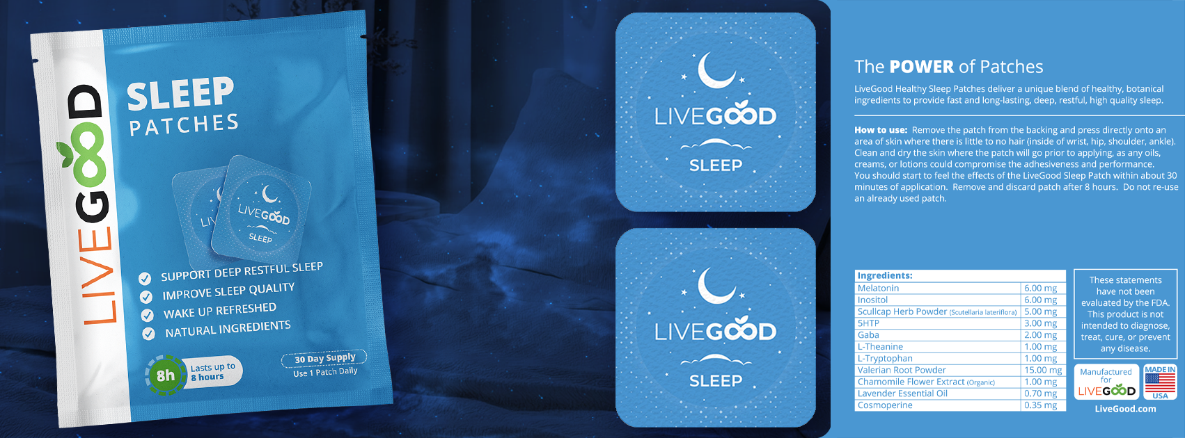 LiveGood Healthy Sleep Patches, a top natural sleep solution for better sleep