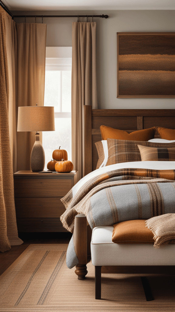 Rustic bedroom with autumn colors